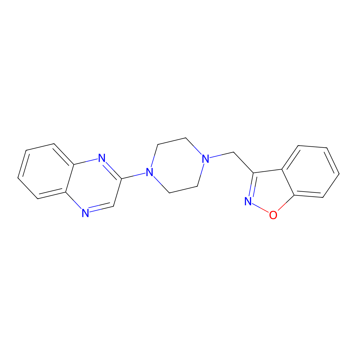 2-{4-[(1,2-Benzoxazol-3-yl)methyl]piperazin-1-yl}quinoxaline molecular structure, CAS 3030727-01-3