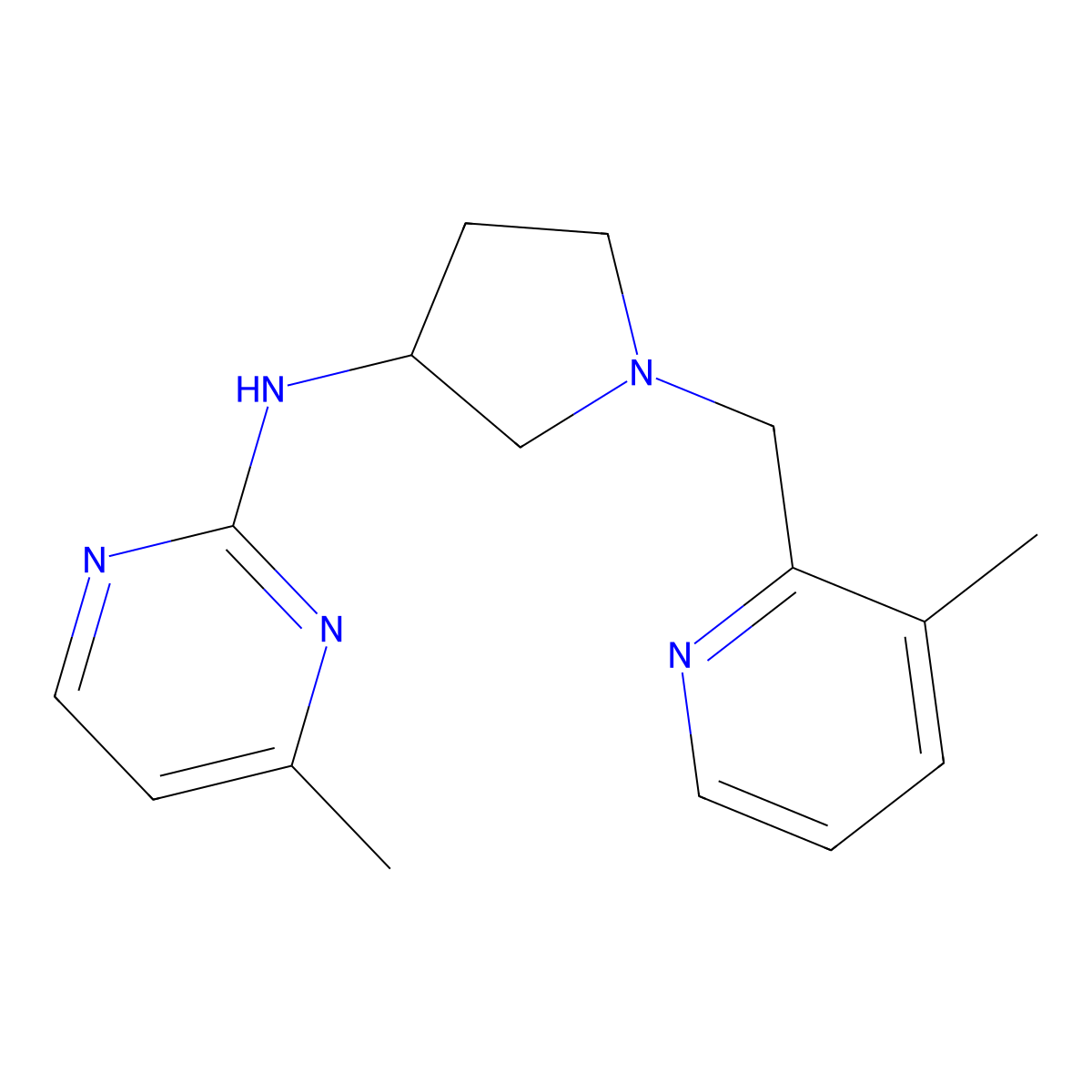 4-methyl-N-{1-[(3-methylpyridin-2-yl)methyl]pyrrolidin-3-yl}pyrimidin-2-amine molecular structure, CAS 3030727-03-5