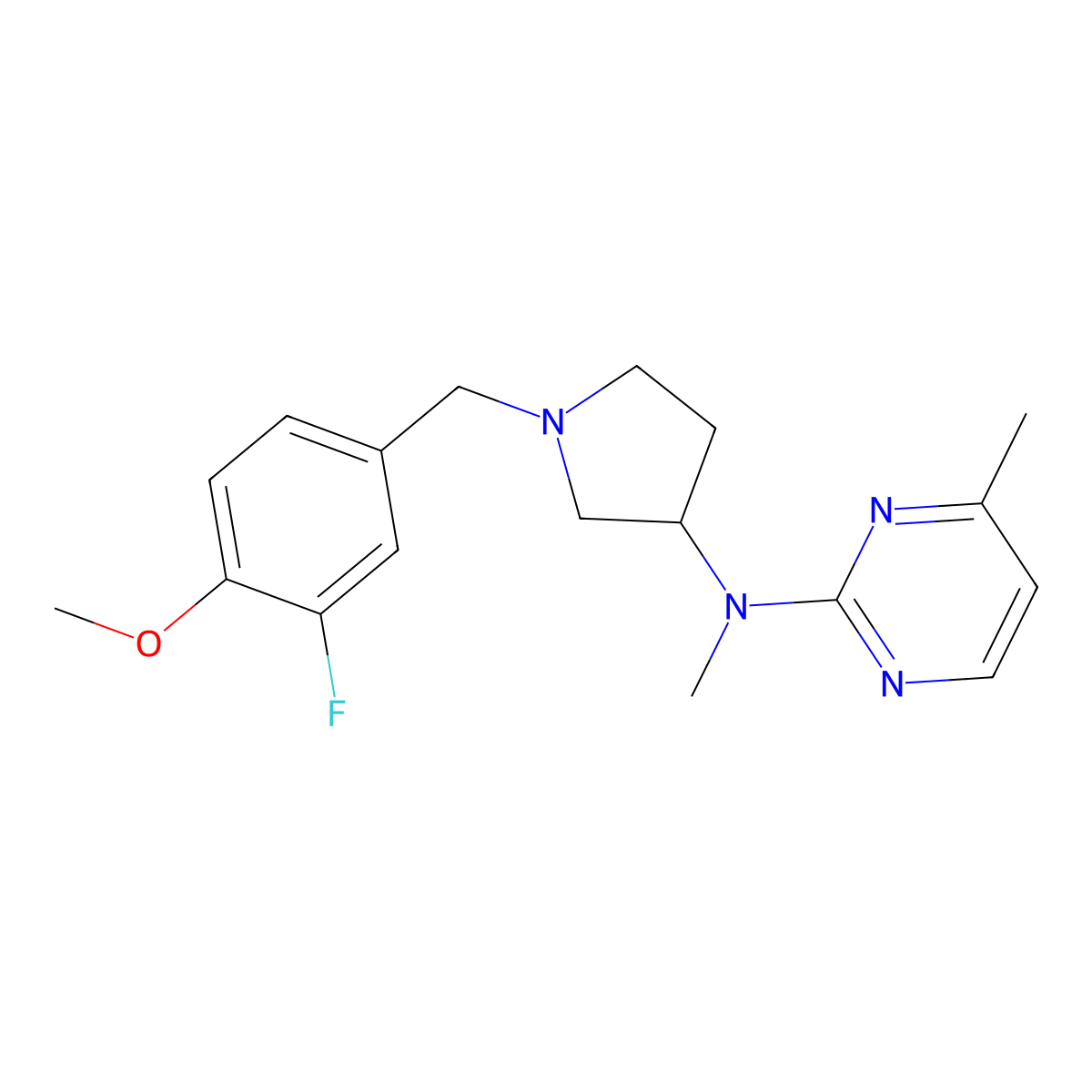 N-{1-[(3-fluoro-4-methoxyphenyl)methyl]pyrrolidin-3-yl}-N,4-dimethylpyrimidin-2-amine molecular structure, CAS 3030727-06-8