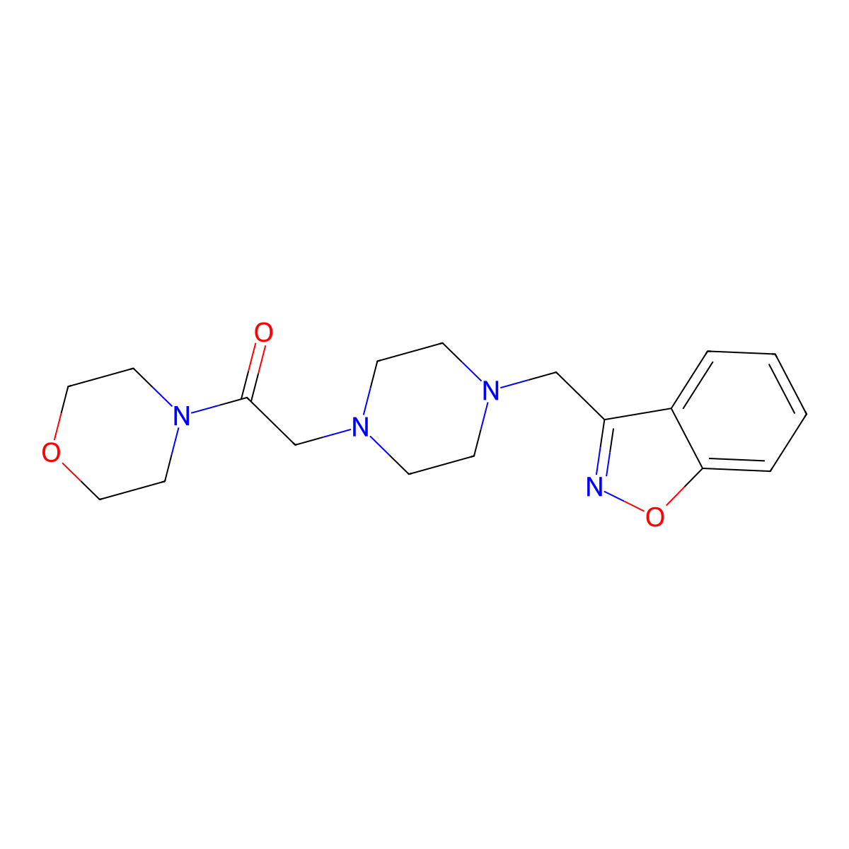 2-{4-[(1,2-Benzoxazol-3-yl)methyl]piperazin-1-yl}-1-(morpholin-4-yl)ethan-1-one molecular structure, CAS 3030727-11-5