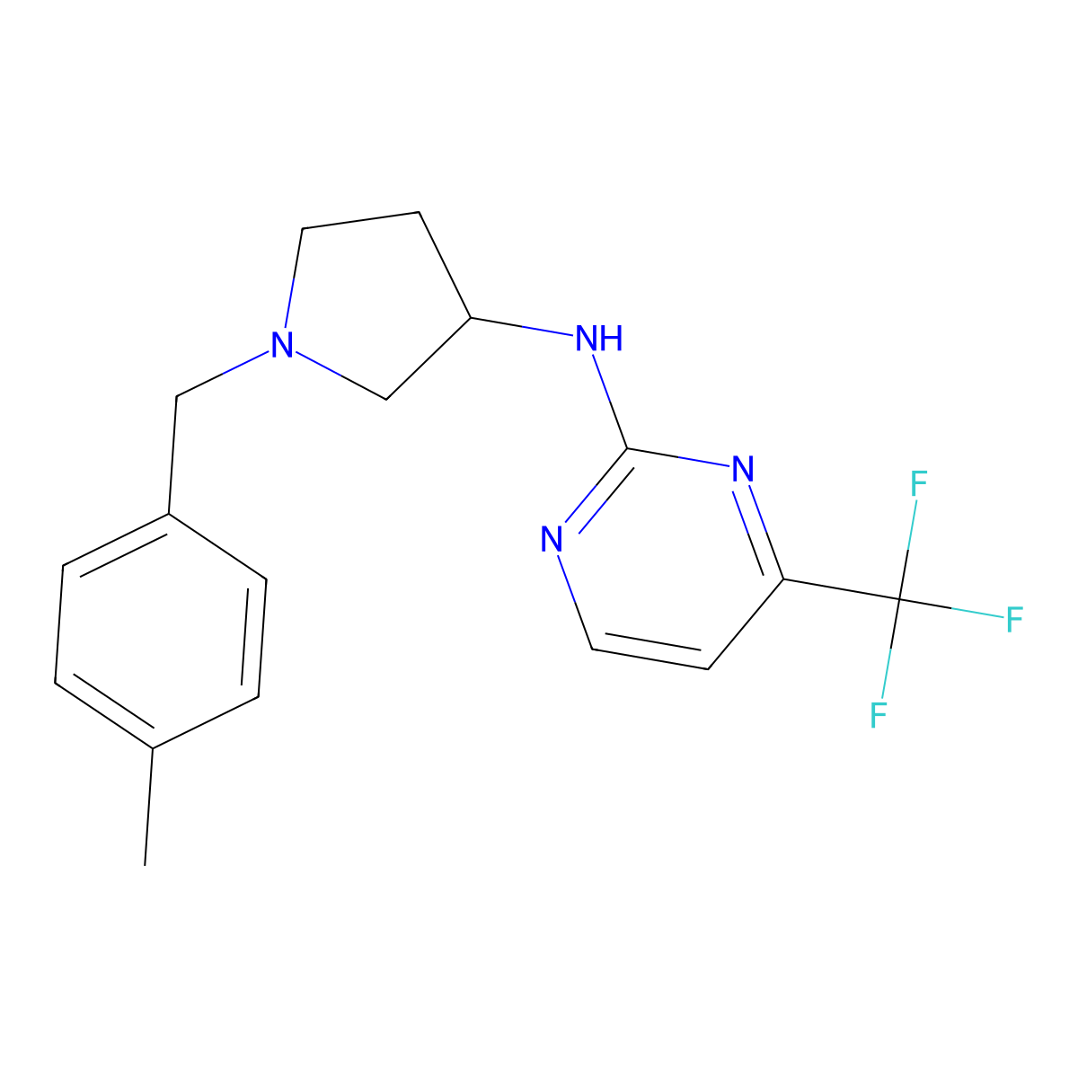 N-{1-[(4-methylphenyl)methyl]pyrrolidin-3-yl}-4-(trifluoromethyl)pyrimidin-2-amine molecular structure, CAS 3030727-12-6