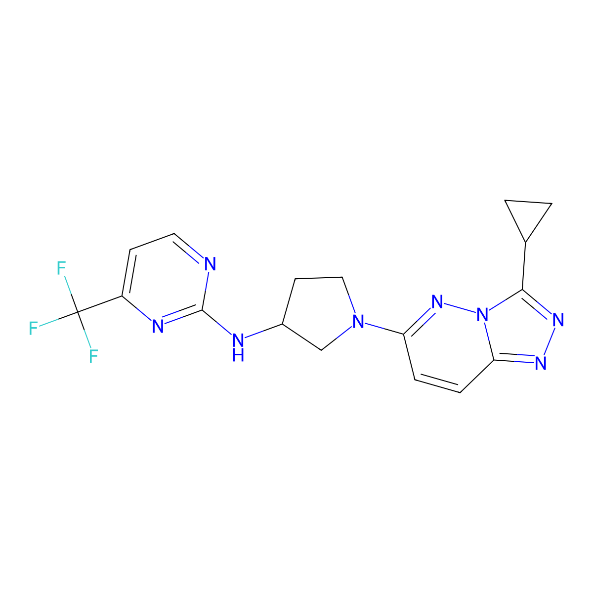 N-(1-{3-cyclopropyl-[1,2,4]triazolo[4,3-b]pyridazin-6-yl}pyrrolidin-3-yl)-4-(trifluoromethyl)pyrimidin-2-amine molecular structure, CAS 3030727-13-7