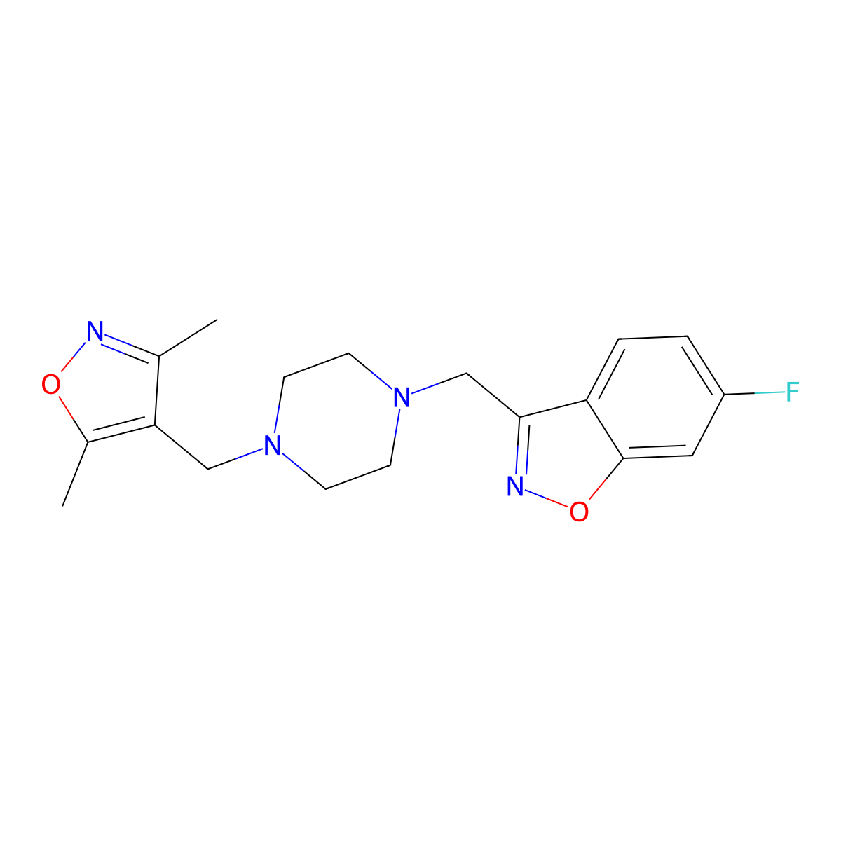 3-({4-[(3,5-Dimethyl-1,2-oxazol-4-yl)methyl]piperazin-1-yl}methyl)-6-fluoro-1,2-benzoxazole molecular structure, CAS 3030727-14-8