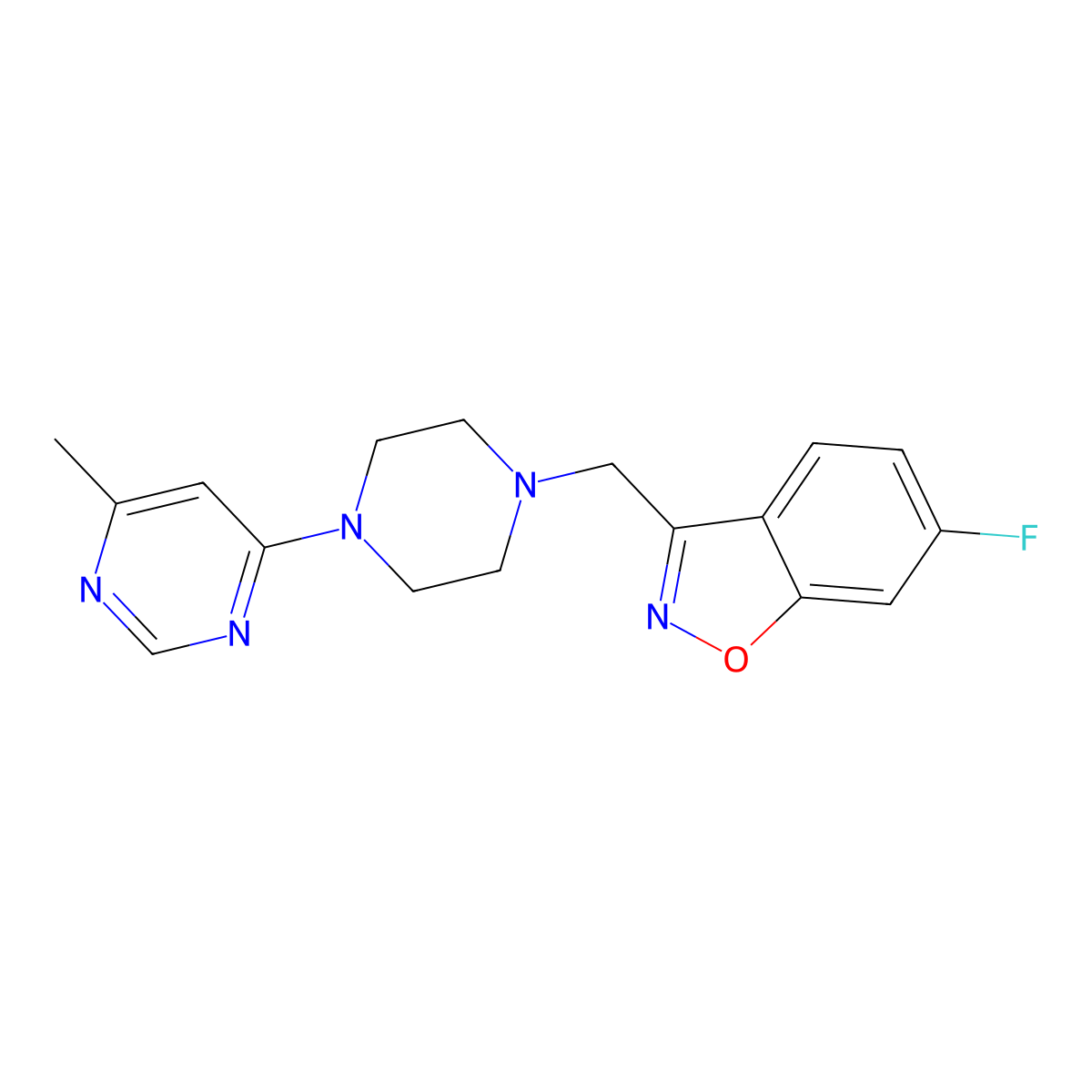 6-Fluoro-3-{[4-(6-methylpyrimidin-4-yl)piperazin-1-yl]methyl}-1,2-benzoxazole molecular structure, CAS 3030727-15-9