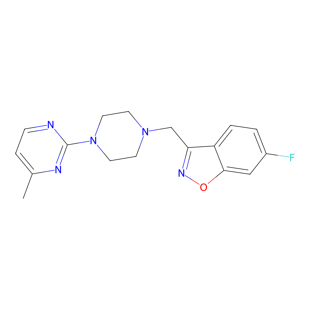 6-Fluoro-3-{[4-(4-methylpyrimidin-2-yl)piperazin-1-yl]methyl}-1,2-benzoxazole molecular structure, CAS 3030727-17-1