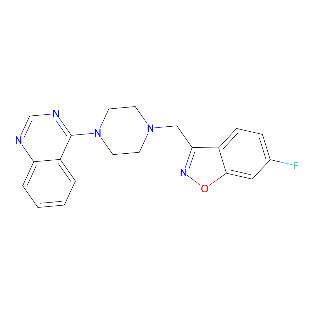 4-{4-[(6-Fluoro-1,2-benzoxazol-3-yl)methyl]piperazin-1-yl}quinazoline molecular structure, CAS 3030727-19-3