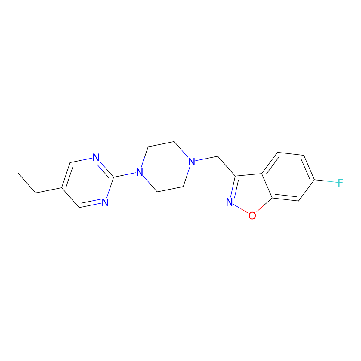 3-{[4-(5-Ethylpyrimidin-2-yl)piperazin-1-yl]methyl}-6-fluoro-1,2-benzoxazole molecular structure, CAS 3030727-22-8