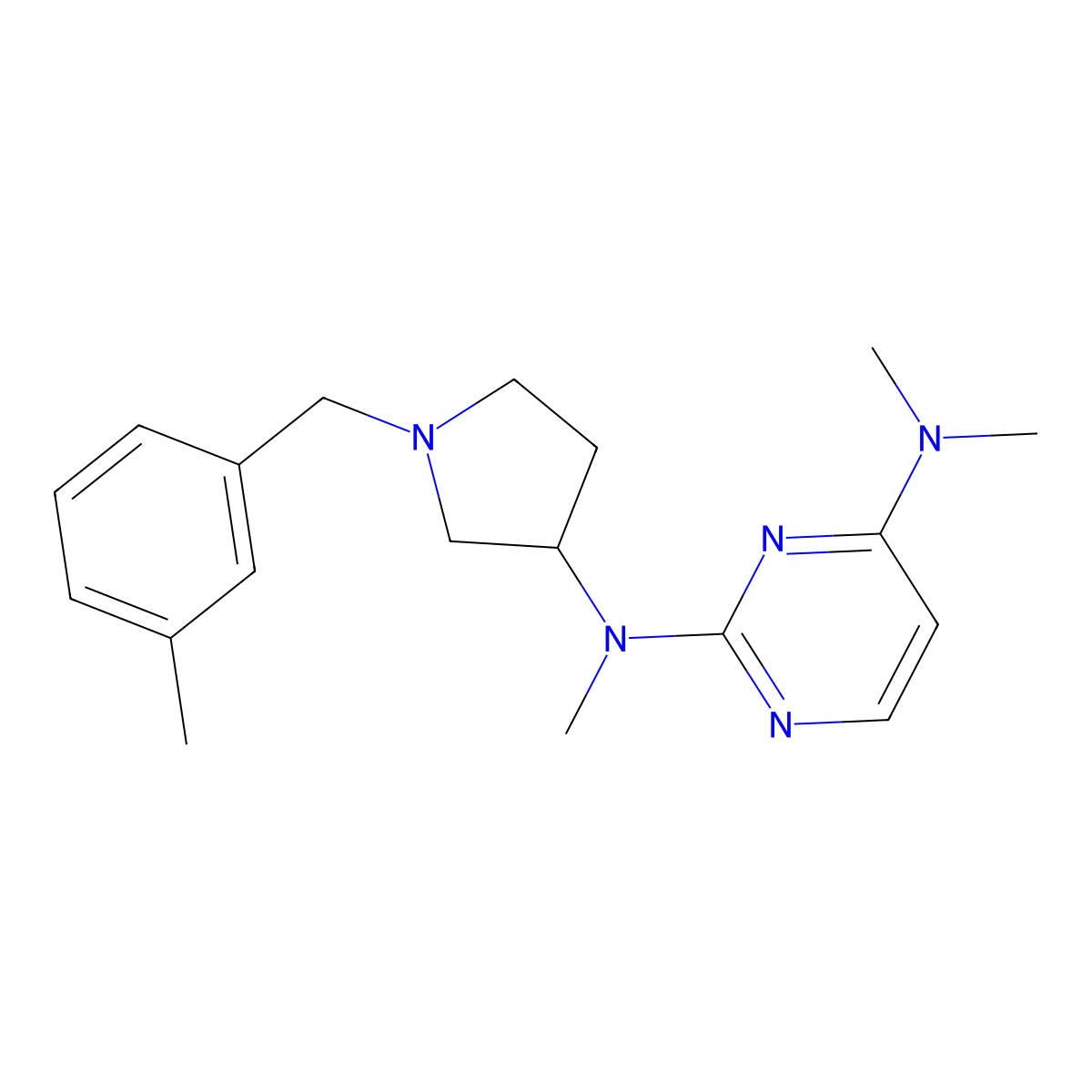N2,N4,N4-trimethyl-N2-{1-[(3-methylphenyl)methyl]pyrrolidin-3-yl}pyrimidine-2,4-diamine molecular structure, CAS 3030727-27-3