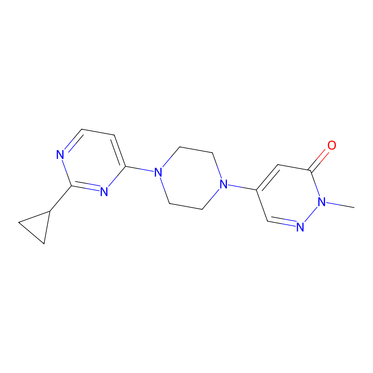 5-[4-(2-Cyclopropylpyrimidin-4-yl)piperazin-1-yl]-2-methyl-2,3-dihydropyridazin-3-one molecular structure, CAS 3030728-56-1