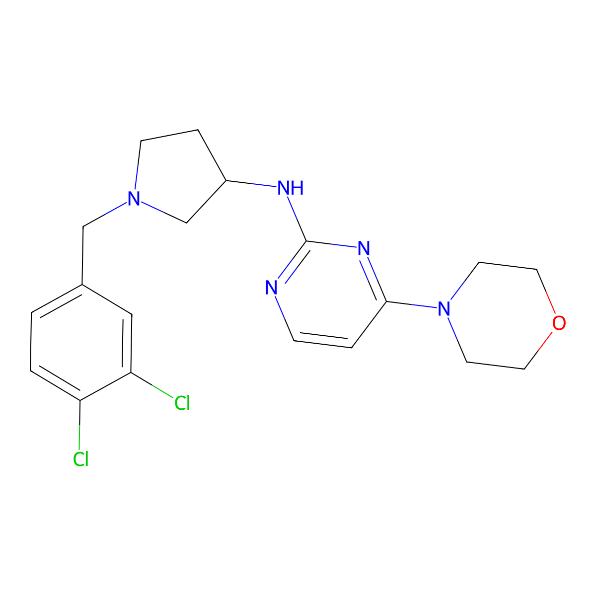 N-{1-[(3,4-dichlorophenyl)methyl]pyrrolidin-3-yl}-4-(morpholin-4-yl)pyrimidin-2-amine molecular structure, CAS 3030728-60-7