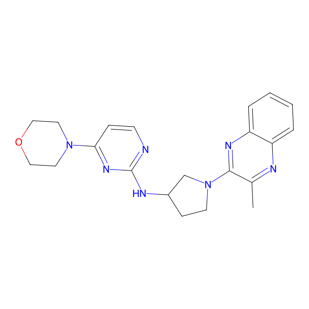 N-[1-(3-methylquinoxalin-2-yl)pyrrolidin-3-yl]-4-(morpholin-4-yl)pyrimidin-2-amine molecular structure, CAS 3030728-64-1