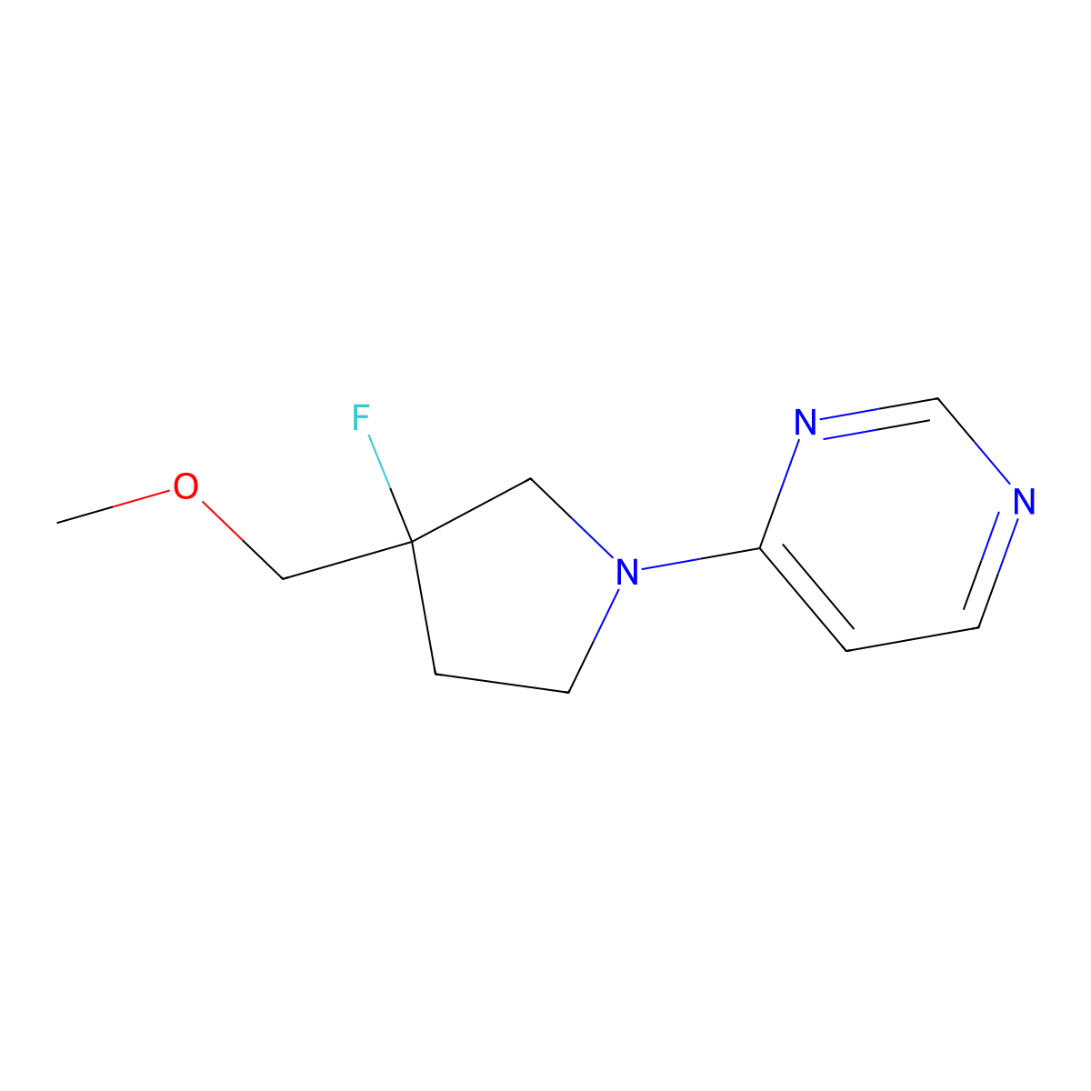 4-[3-Fluoro-3-(methoxymethyl)pyrrolidin-1-yl]pyrimidine molecular structure, CAS 3030728-66-3