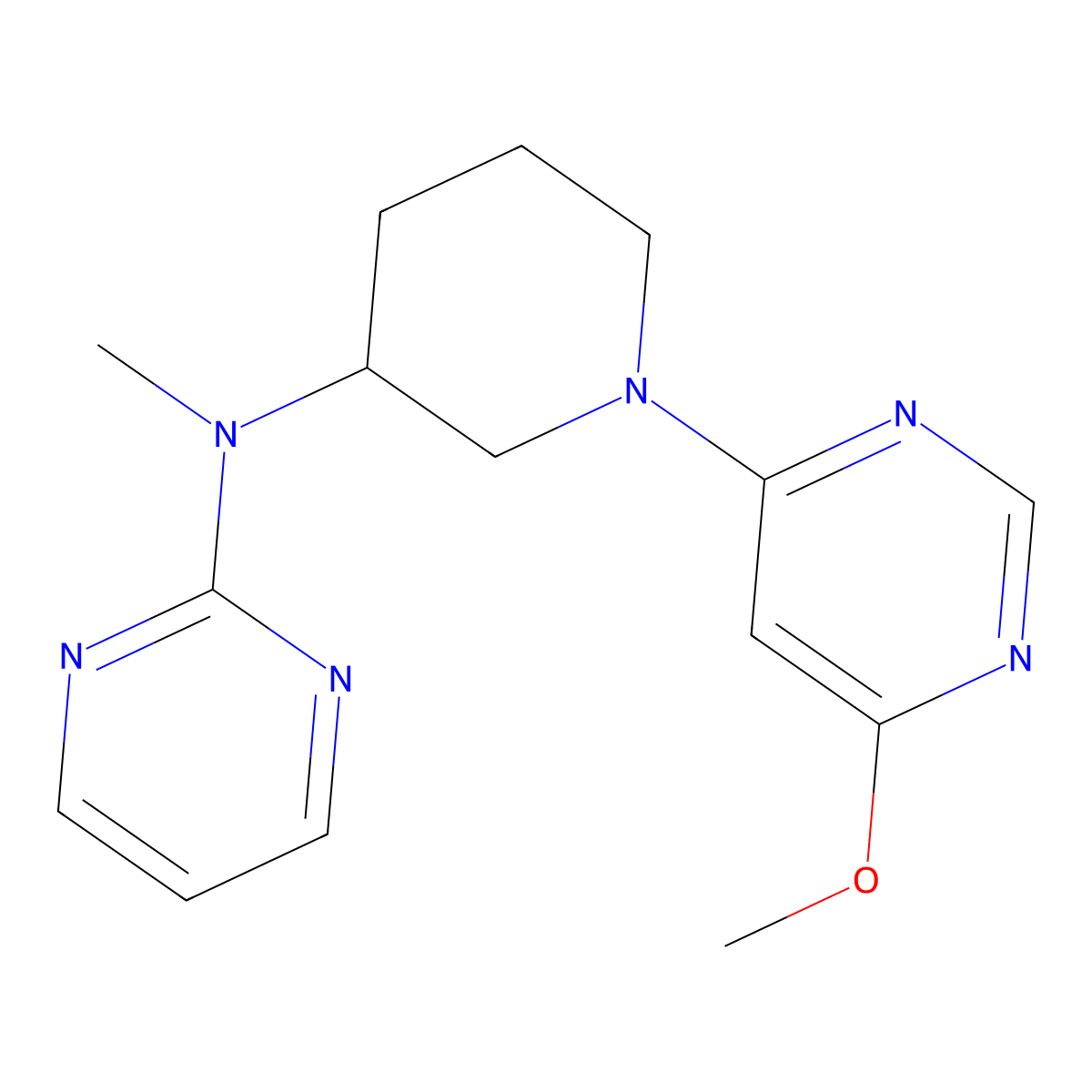 N-[1-(6-methoxypyrimidin-4-yl)piperidin-3-yl]-N-methylpyrimidin-2-amine molecular structure, CAS 3030728-69-6