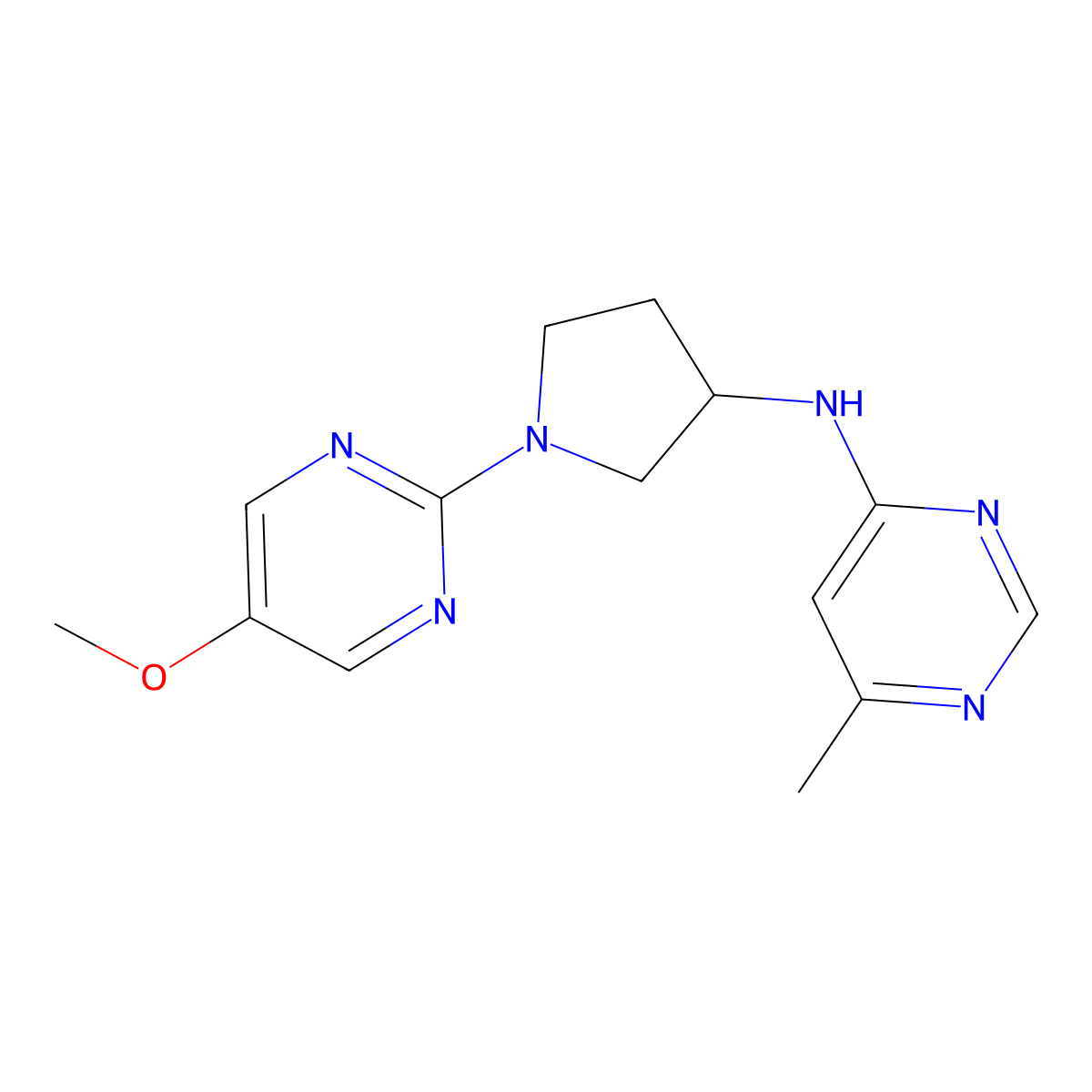 N-[1-(5-methoxypyrimidin-2-yl)pyrrolidin-3-yl]-6-methylpyrimidin-4-amine molecular structure, CAS 3030728-73-2