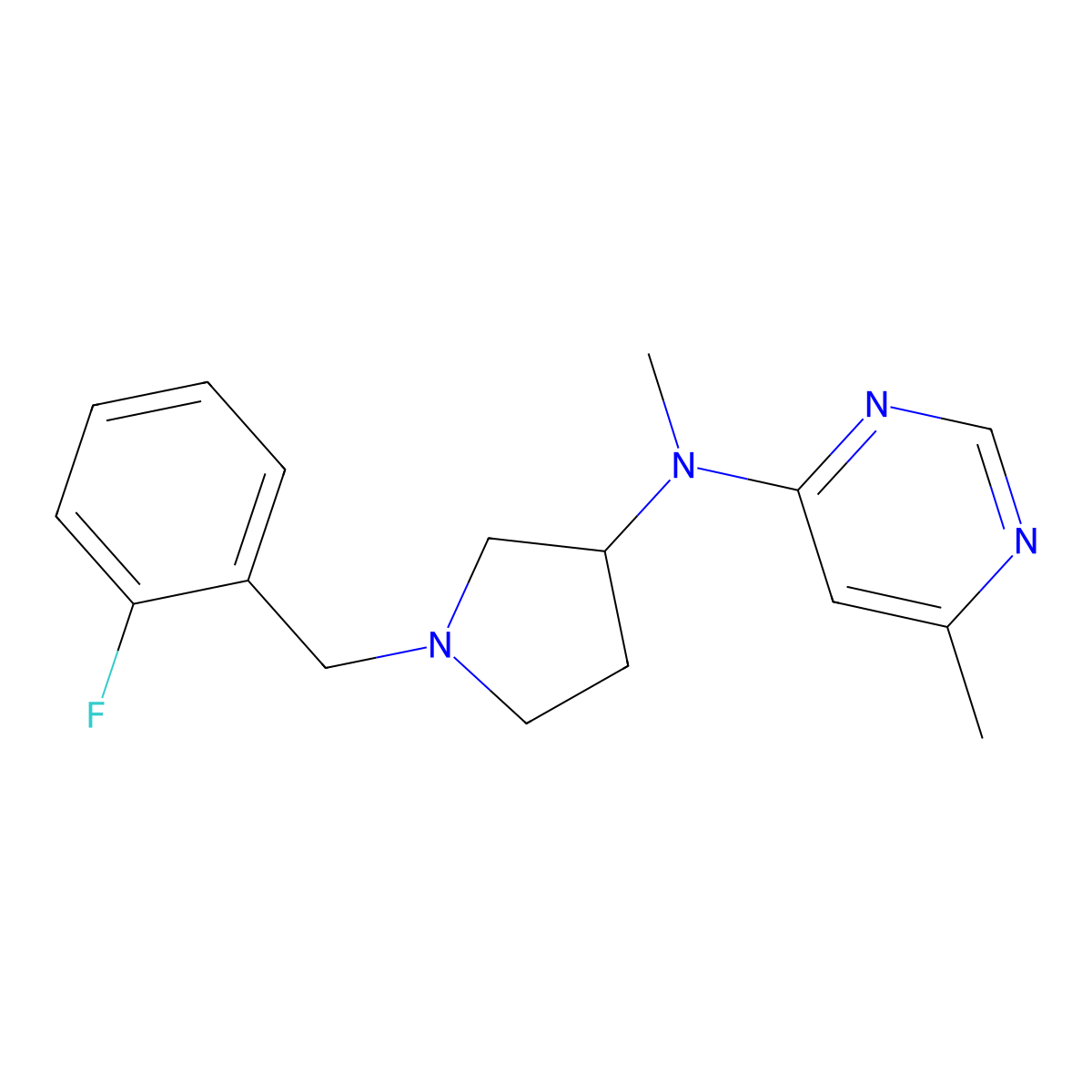 N-{1-[(2-fluorophenyl)methyl]pyrrolidin-3-yl}-N,6-dimethylpyrimidin-4-amine molecular structure, CAS 3030728-78-7