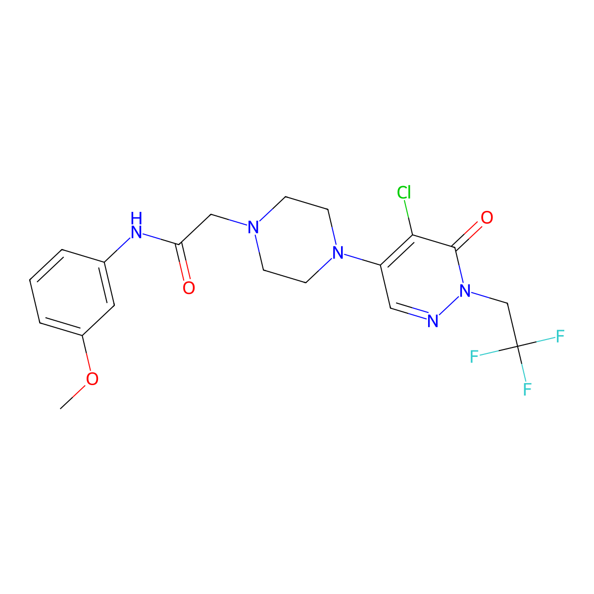 2-{4-[5-chloro-6-oxo-1-(2,2,2-trifluoroethyl)-1,6-dihydropyridazin-4-yl]piperazin-1-yl}-N-(3-methoxyphenyl)acetamide molecular structure, CAS 3030728-81-2