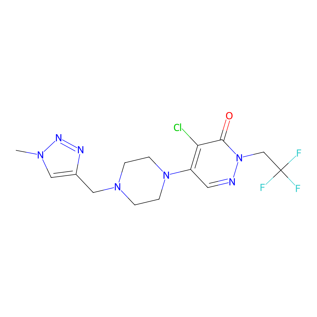 4-chloro-5-{4-[(1-methyl-1H-1,2,3-triazol-4-yl)methyl]piperazin-1-yl}-2-(2,2,2-trifluoroethyl)-2,3-dihydropyridazin-3-one molecular structure, CAS 3030728-83-4