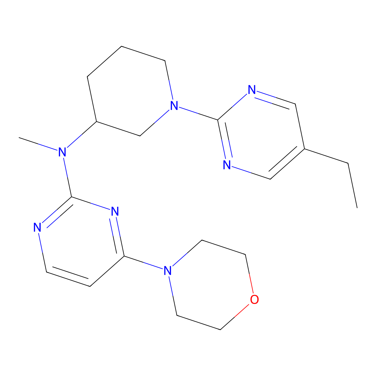 N-[1-(5-ethylpyrimidin-2-yl)piperidin-3-yl]-N-methyl-4-(morpholin-4-yl)pyrimidin-2-amine molecular structure, CAS 3030728-85-6