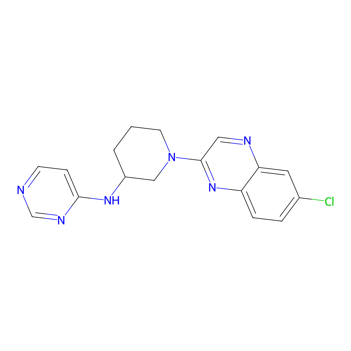 N-[1-(6-chloroquinoxalin-2-yl)piperidin-3-yl]pyrimidin-4-amine molecular structure, CAS 3030728-87-8