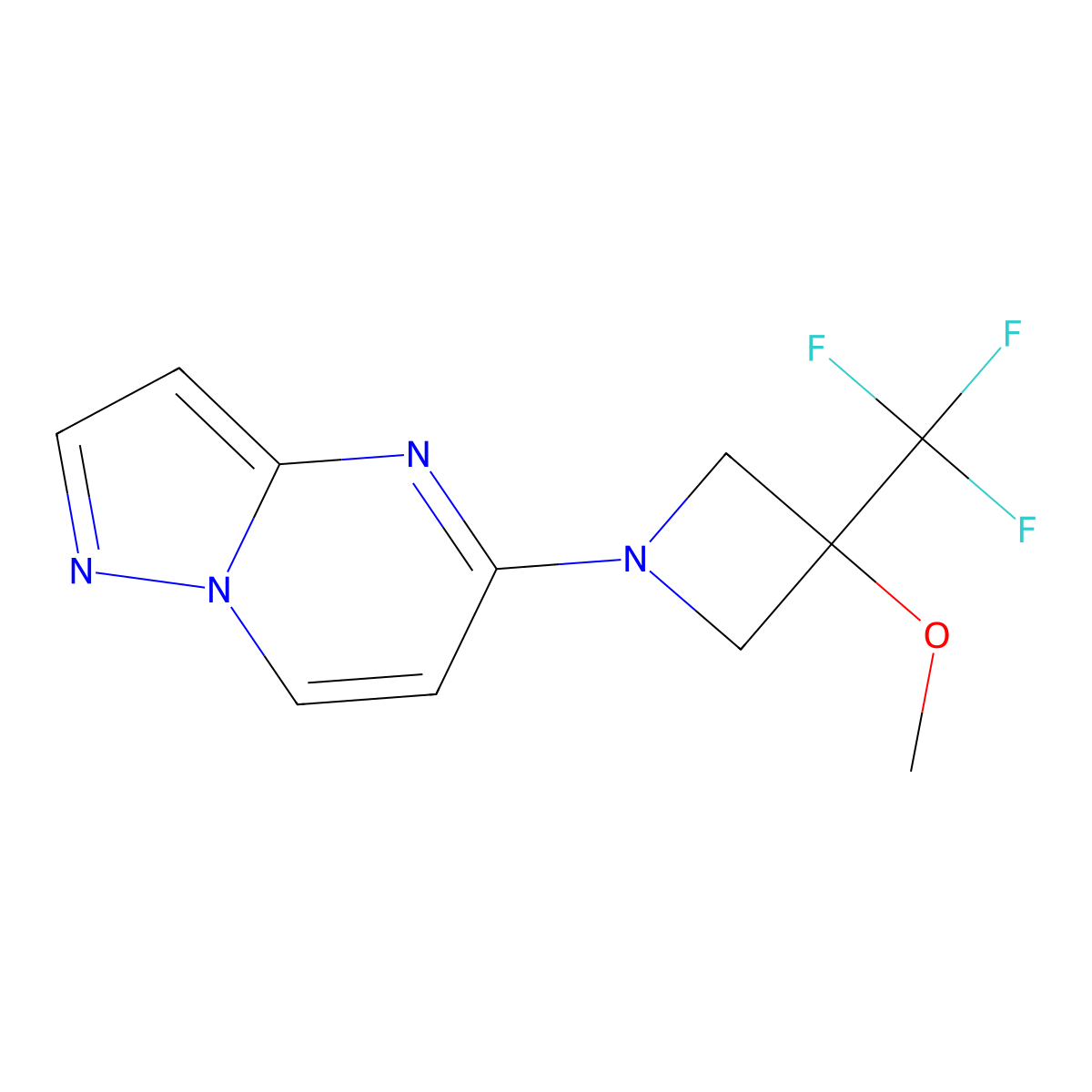 3-Methoxy-1-{pyrazolo[1,5-a]pyrimidin-5-yl}-3-(trifluoromethyl)azetidine molecular structure, CAS 3030728-88-9
