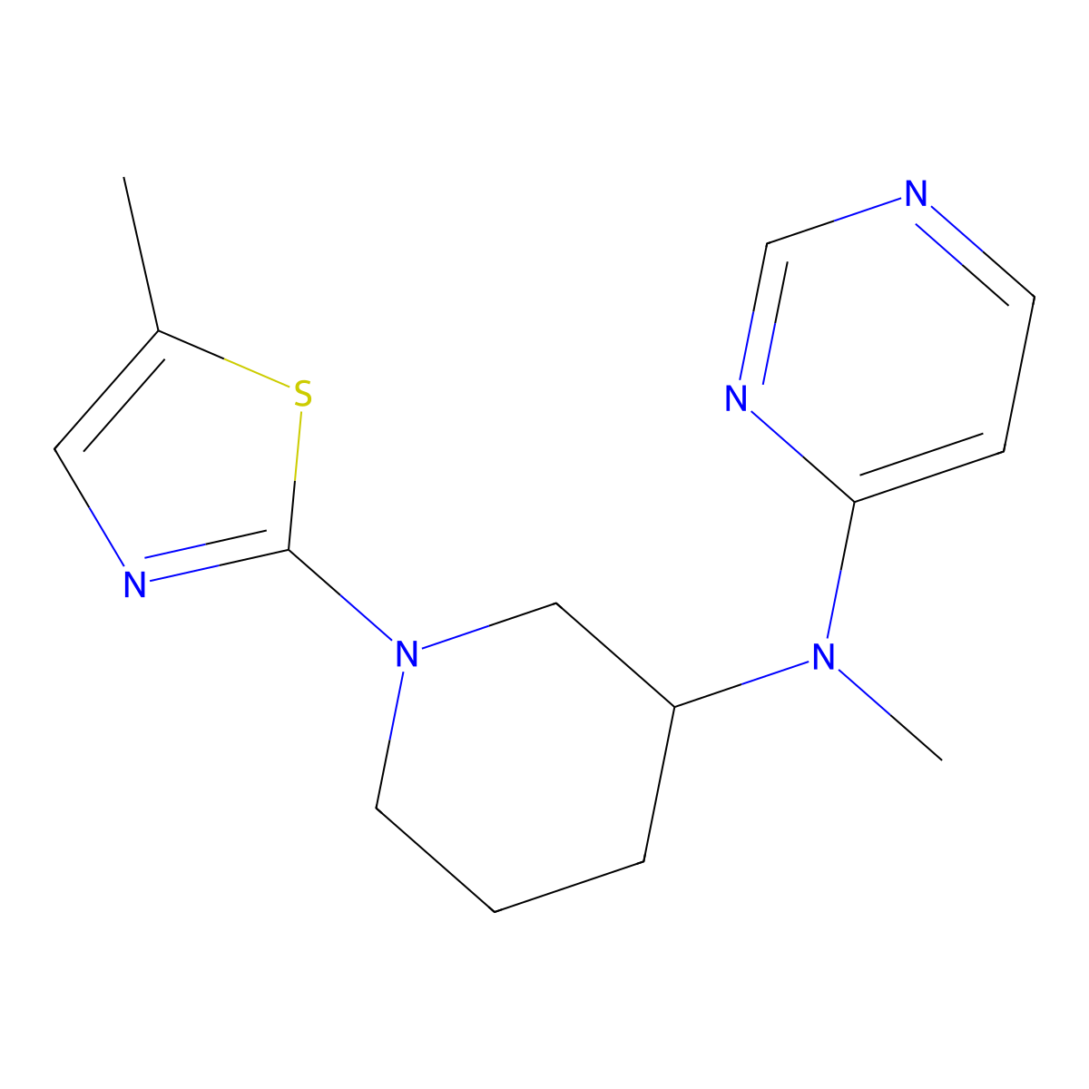 N-methyl-N-[1-(5-methyl-1,3-thiazol-2-yl)piperidin-3-yl]pyrimidin-4-amine molecular structure, CAS 3030728-89-0