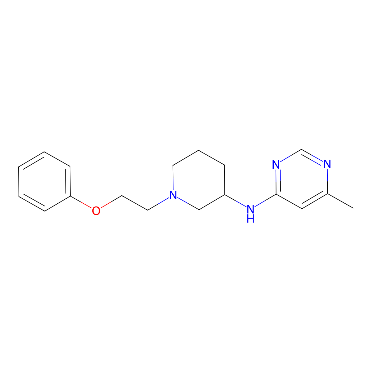 6-methyl-N-[1-(2-phenoxyethyl)piperidin-3-yl]pyrimidin-4-amine molecular structure, CAS 3030728-92-5