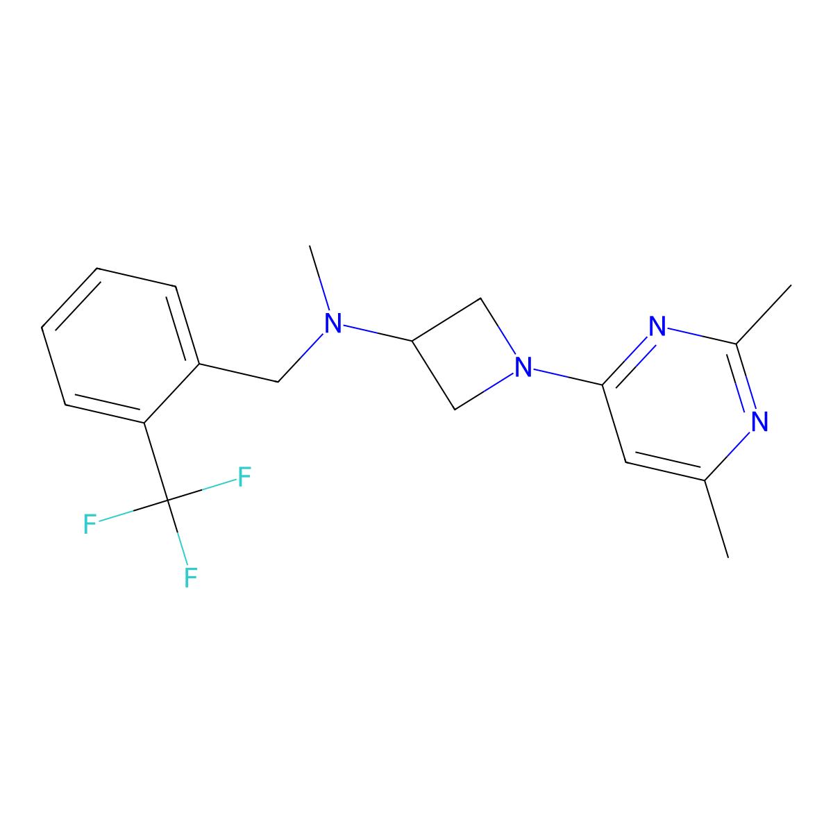 1-(2,6-dimethylpyrimidin-4-yl)-N-methyl-N-{[2-(trifluoromethyl)phenyl]methyl}azetidin-3-amine molecular structure, CAS 3030728-93-6