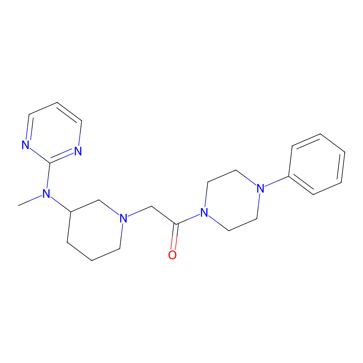 2-{3-[Methyl(pyrimidin-2-yl)amino]piperidin-1-yl}-1-(4-phenylpiperazin-1-yl)ethan-1-one molecular structure, CAS 3030728-95-8