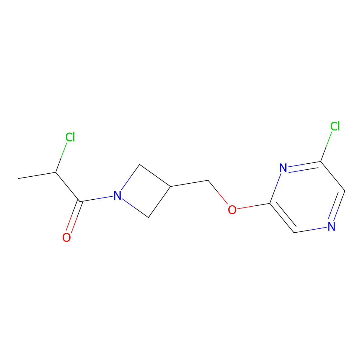 2-Chloro-1-(3-{[(6-chloropyrazin-2-yl)oxy]methyl}azetidin-1-yl)propan-1-one molecular structure, CAS 3030728-99-2