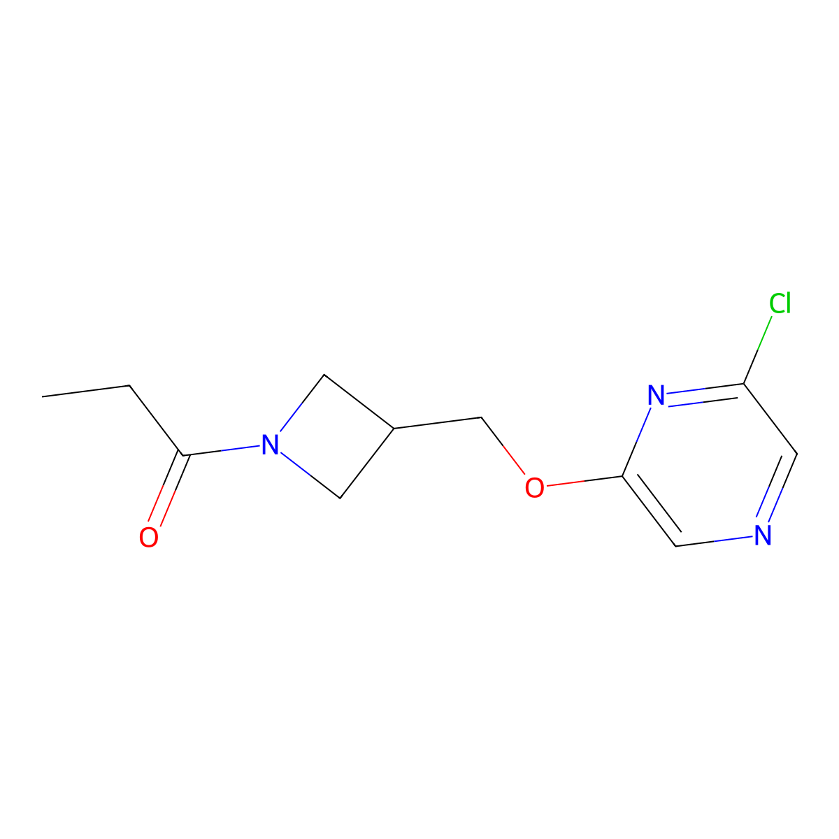 1-(3-{[(6-Chloropyrazin-2-yl)oxy]methyl}azetidin-1-yl)propan-1-one molecular structure, CAS 3030729-00-8
