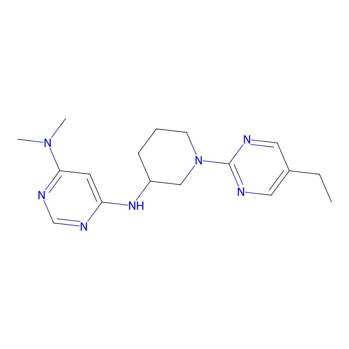 N6-[1-(5-ethylpyrimidin-2-yl)piperidin-3-yl]-N4,N4-dimethylpyrimidine-4,6-diamine molecular structure, CAS 3030729-02-0