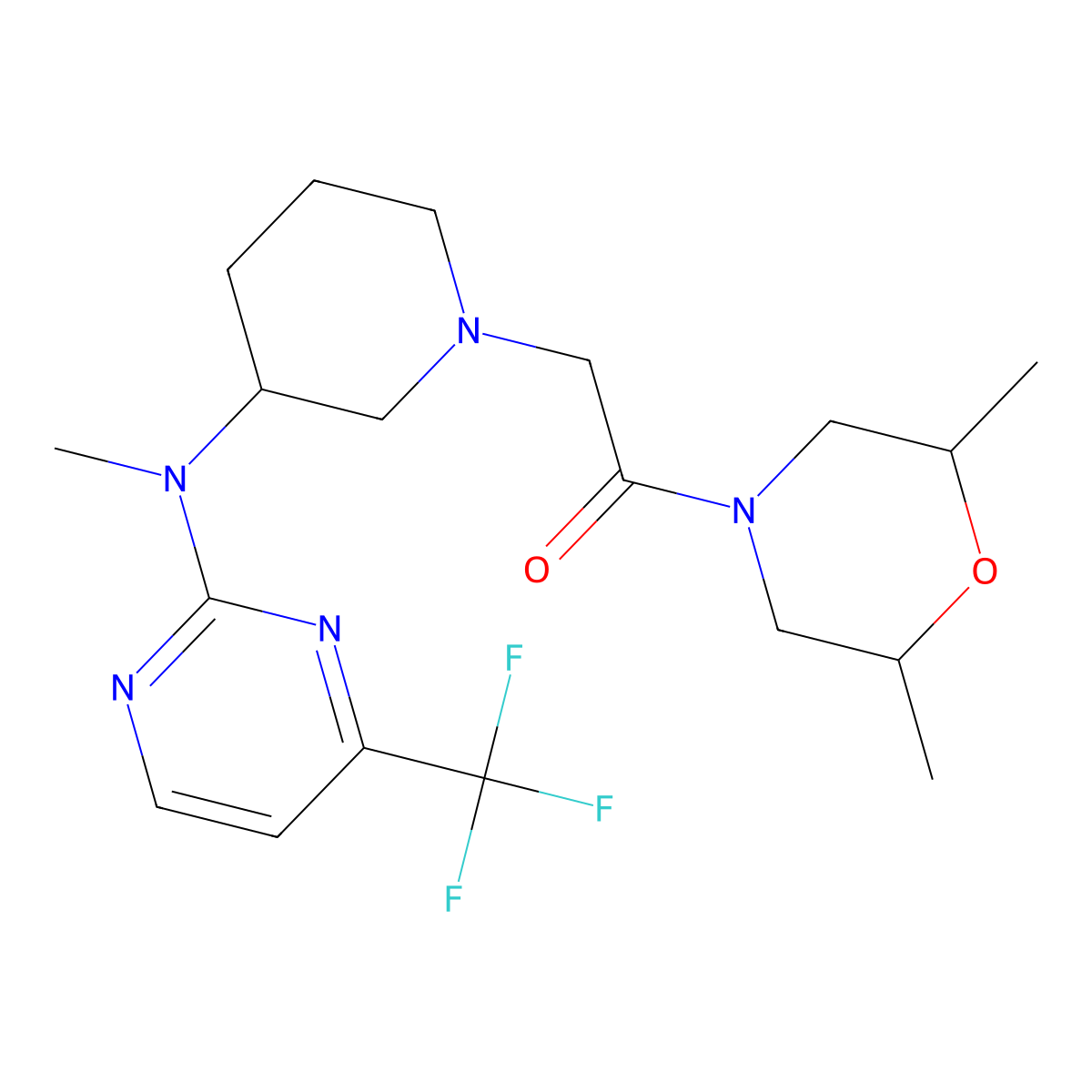 1-(2,6-Dimethylmorpholin-4-yl)-2-(3-{methyl[4-(trifluoromethyl)pyrimidin-2-yl]amino}piperidin-1-yl)ethan-1-one molecular structure, CAS 3030729-05-3
