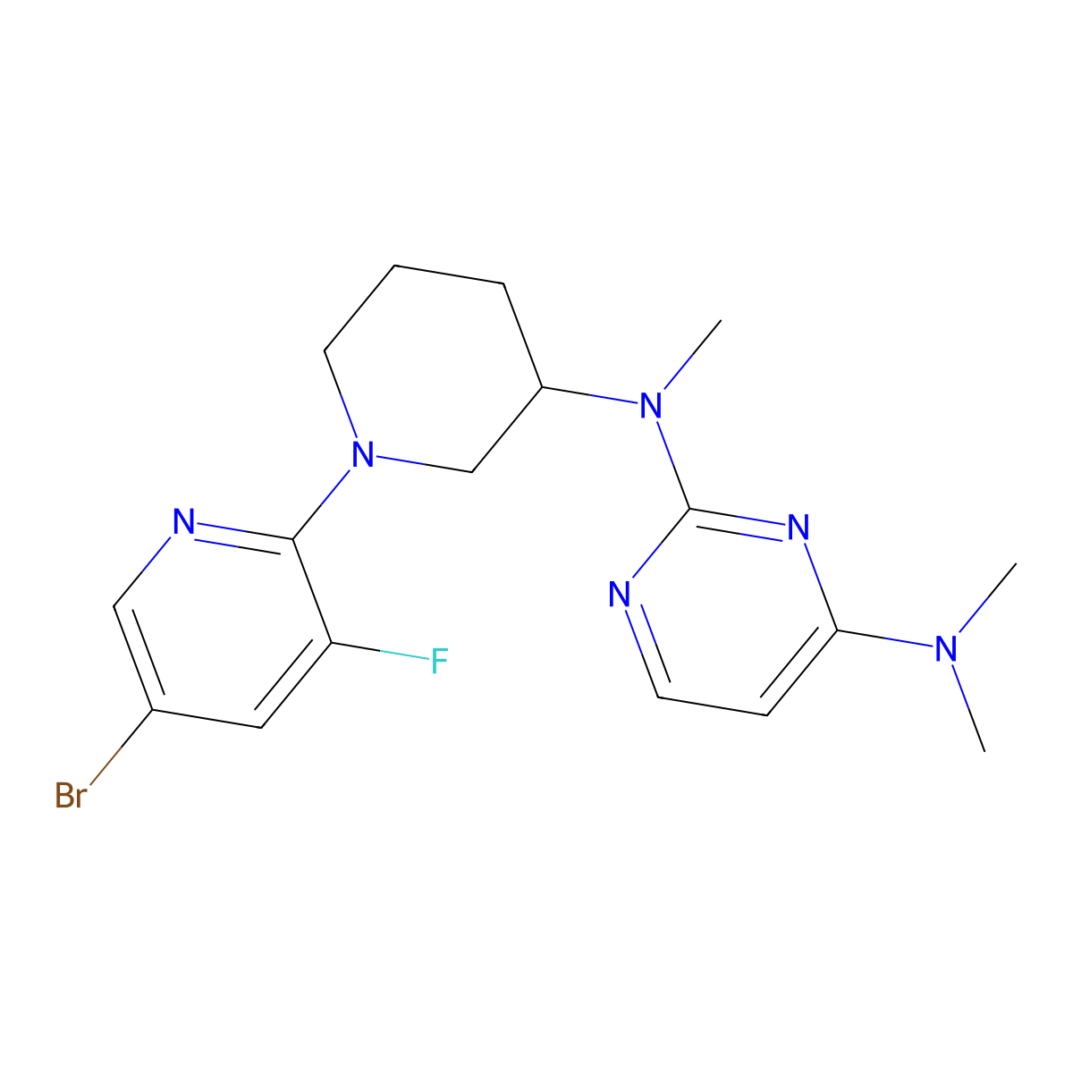 N2-[1-(5-bromo-3-fluoropyridin-2-yl)piperidin-3-yl]-N2,N4,N4-trimethylpyrimidine-2,4-diamine molecular structure, CAS 3030729-08-6