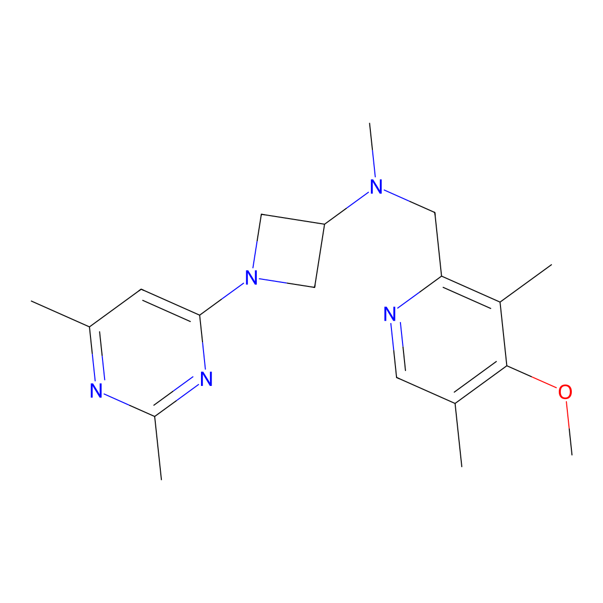 1-(2,6-dimethylpyrimidin-4-yl)-N-[(4-methoxy-3,5-dimethylpyridin-2-yl)methyl]-N-methylazetidin-3-amine molecular structure, CAS 3030729-13-3