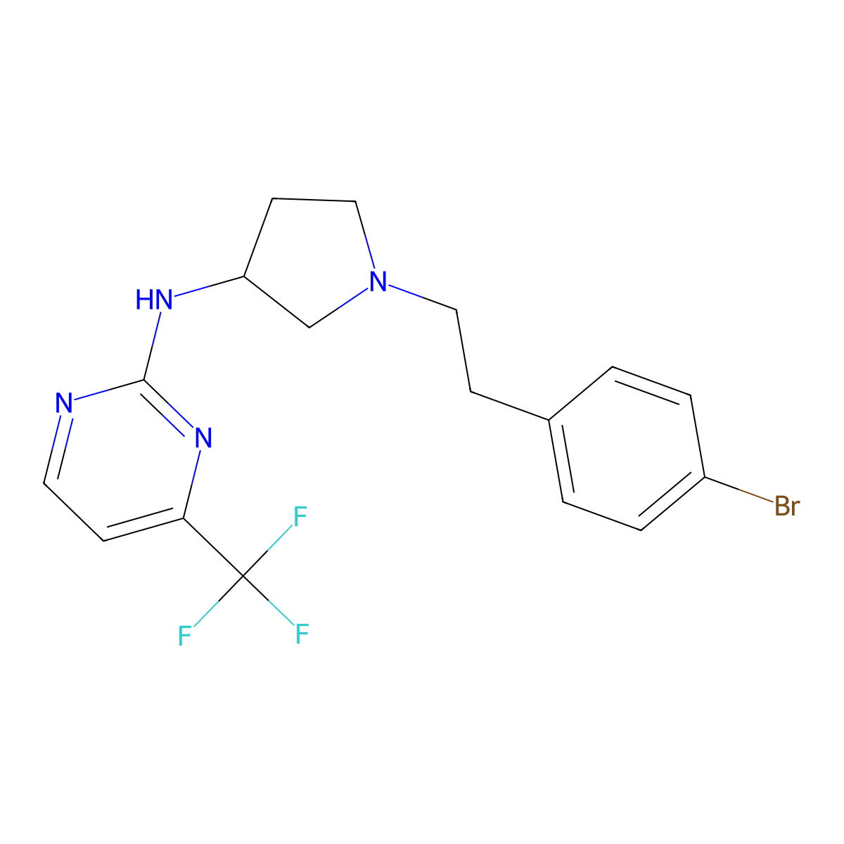 N-{1-[2-(4-bromophenyl)ethyl]pyrrolidin-3-yl}-4-(trifluoromethyl)pyrimidin-2-amine molecular structure, CAS 3030729-19-9