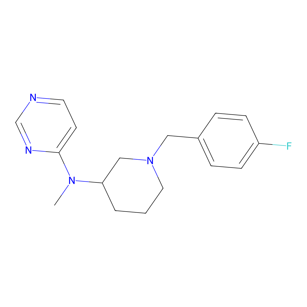 N-{1-[(4-fluorophenyl)methyl]piperidin-3-yl}-N-methylpyrimidin-4-amine molecular structure, CAS 3030729-24-6