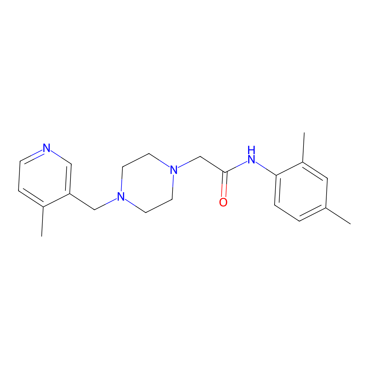 N-(2,4-dimethylphenyl)-2-[4-[(4-methylpyridin-3-yl)methyl]piperazin-1-yl]acetamide molecular structure, CAS 3030729-29-1