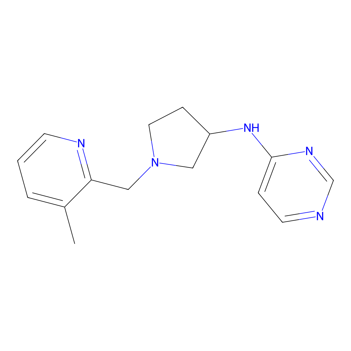 N-{1-[(3-methylpyridin-2-yl)methyl]pyrrolidin-3-yl}pyrimidin-4-amine molecular structure, CAS 3030729-33-7