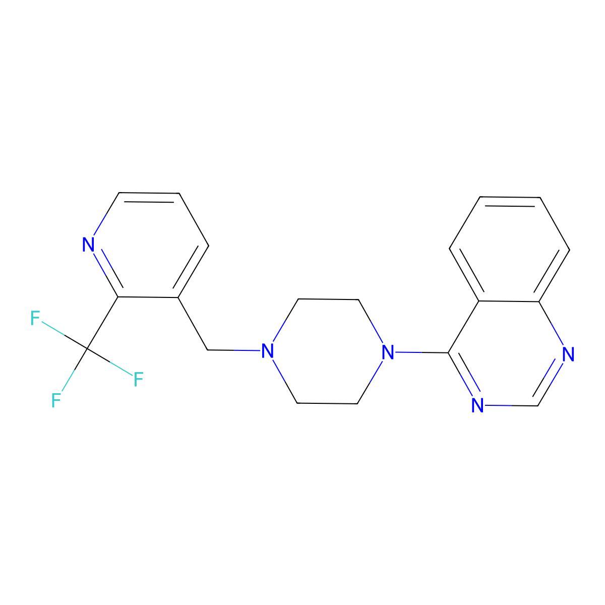 4-[4-[[2-(Trifluoromethyl)pyridin-3-yl]methyl]piperazin-1-yl]quinazoline molecular structure, CAS 3030729-91-7