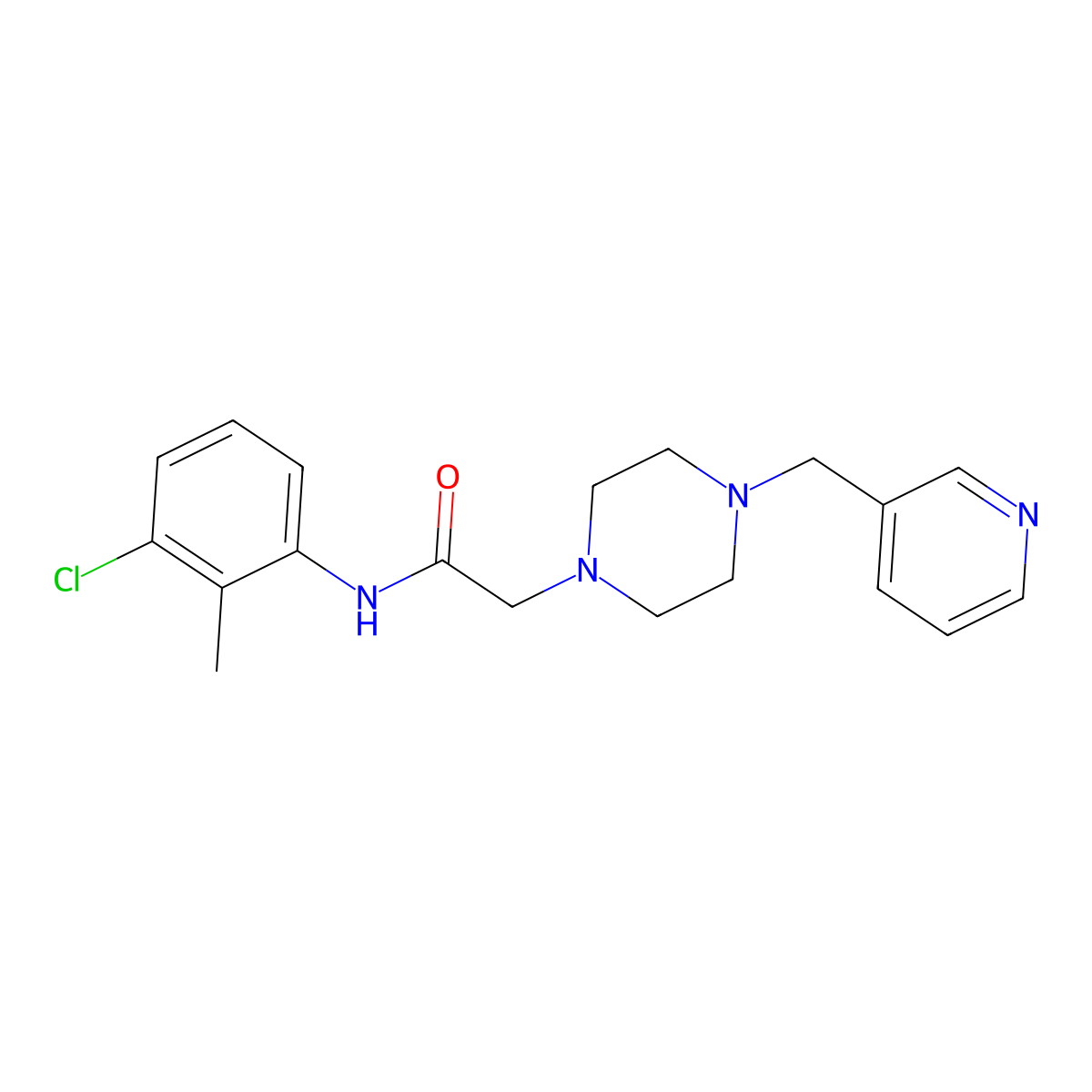 N-(3-chloro-2-methylphenyl)-2-[4-(pyridin-3-ylmethyl)piperazin-1-yl]acetamide molecular structure, CAS 3030737-19-7