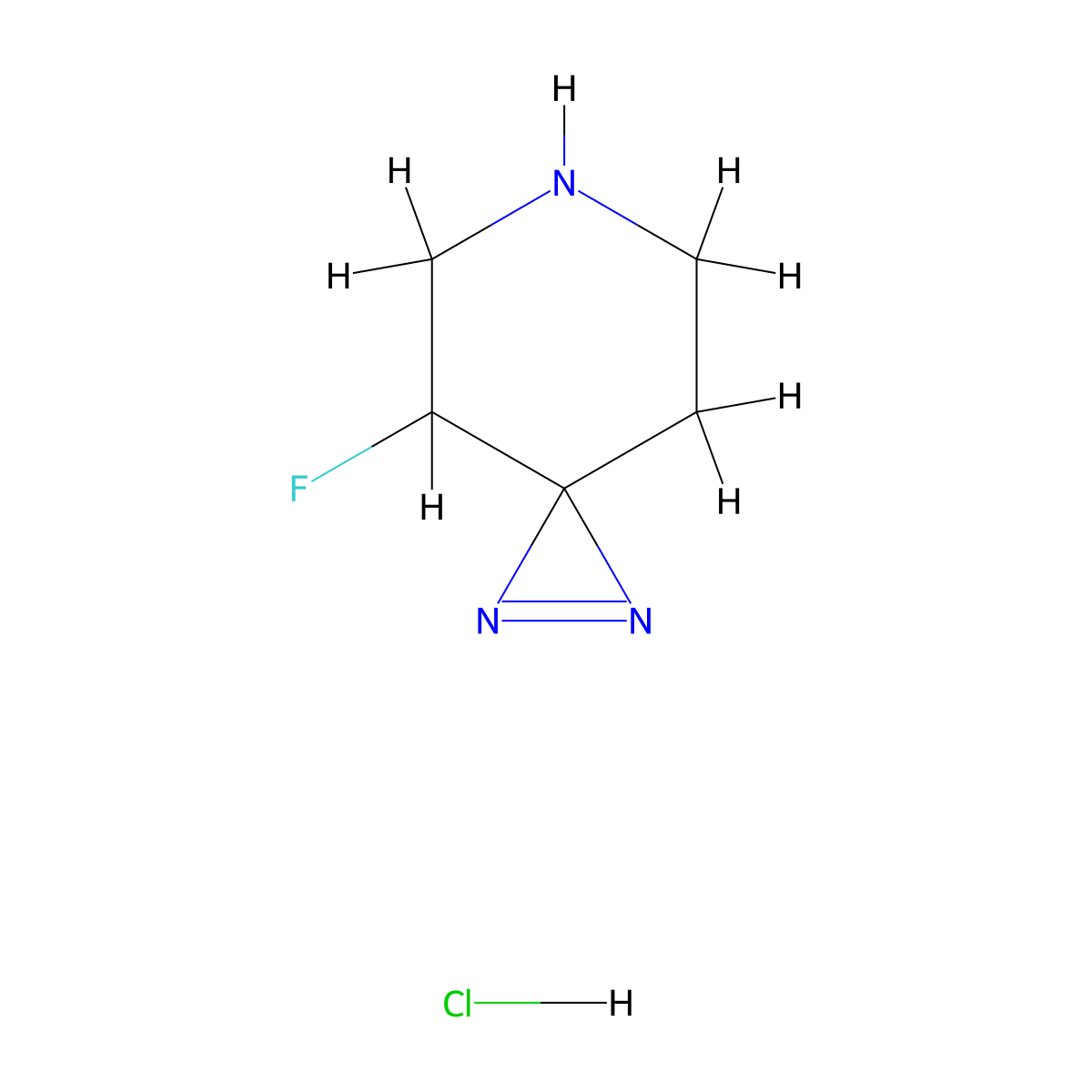 4-Fluoro-1,2,6-triazaspiro[2.5]oct-1-ene hydrochloride molecular structure, CAS 3030739-25-1
