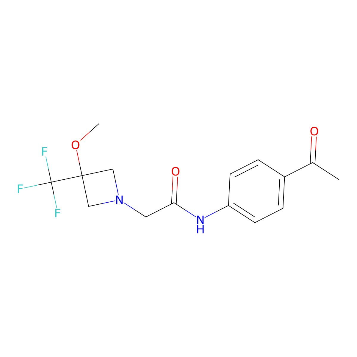 N-(4-acetylphenyl)-2-[3-methoxy-3-(trifluorometfl)azetidin-1-yl]acetamide molecular structure, CAS 3030740-37-2