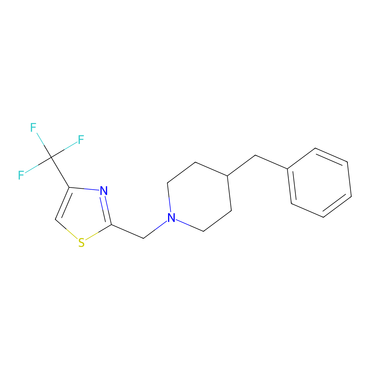2-[(4-Benzylpiperidin-1-yl)methyl]-4-(trifluoromethyl)-1,3-thiazole molecular structure, CAS 3030741-80-8