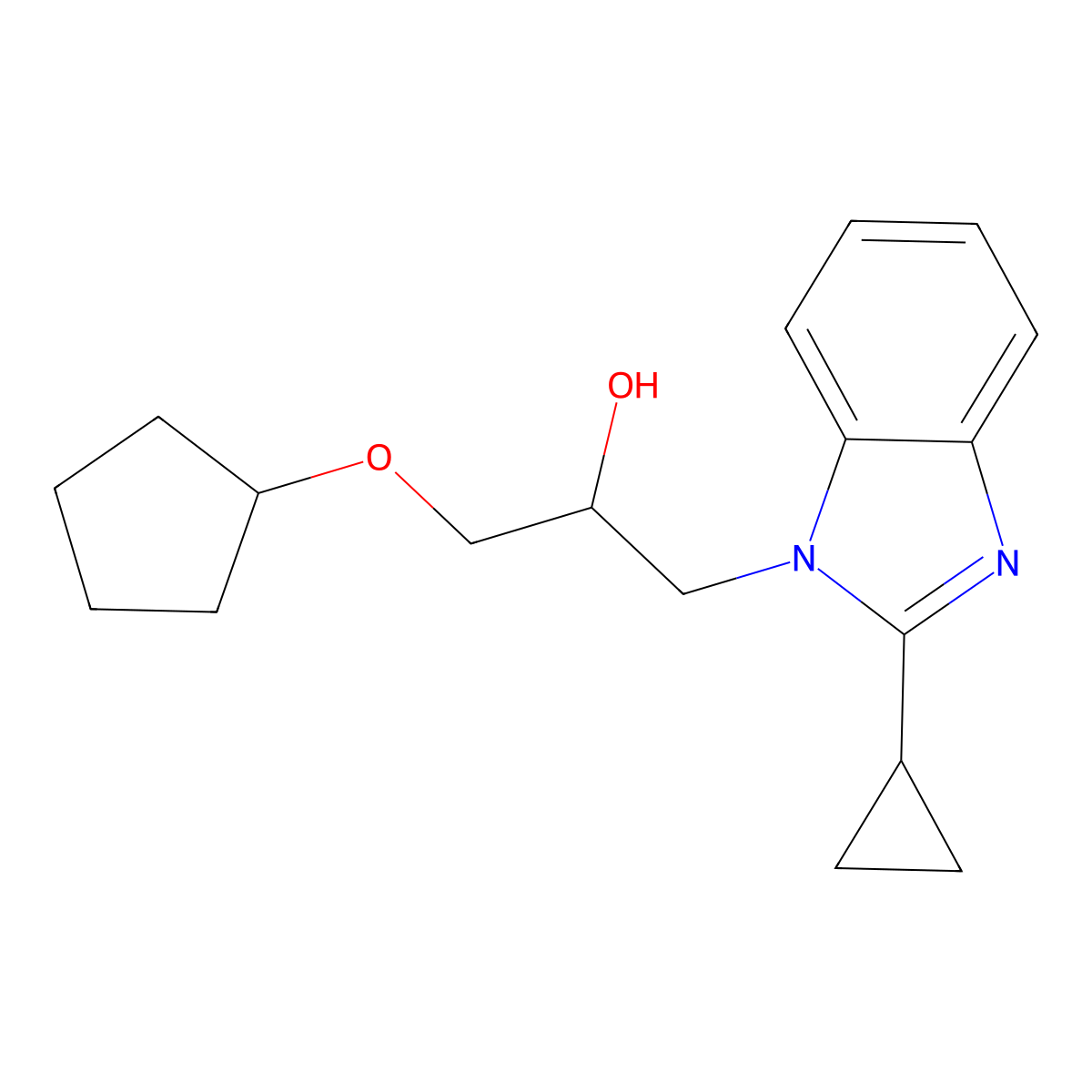 1-Cyclopentyloxy-3-(2-cyclopropylbenzimidazol-1-yl)propan-2-ol molecular structure, CAS 3030746-29-0