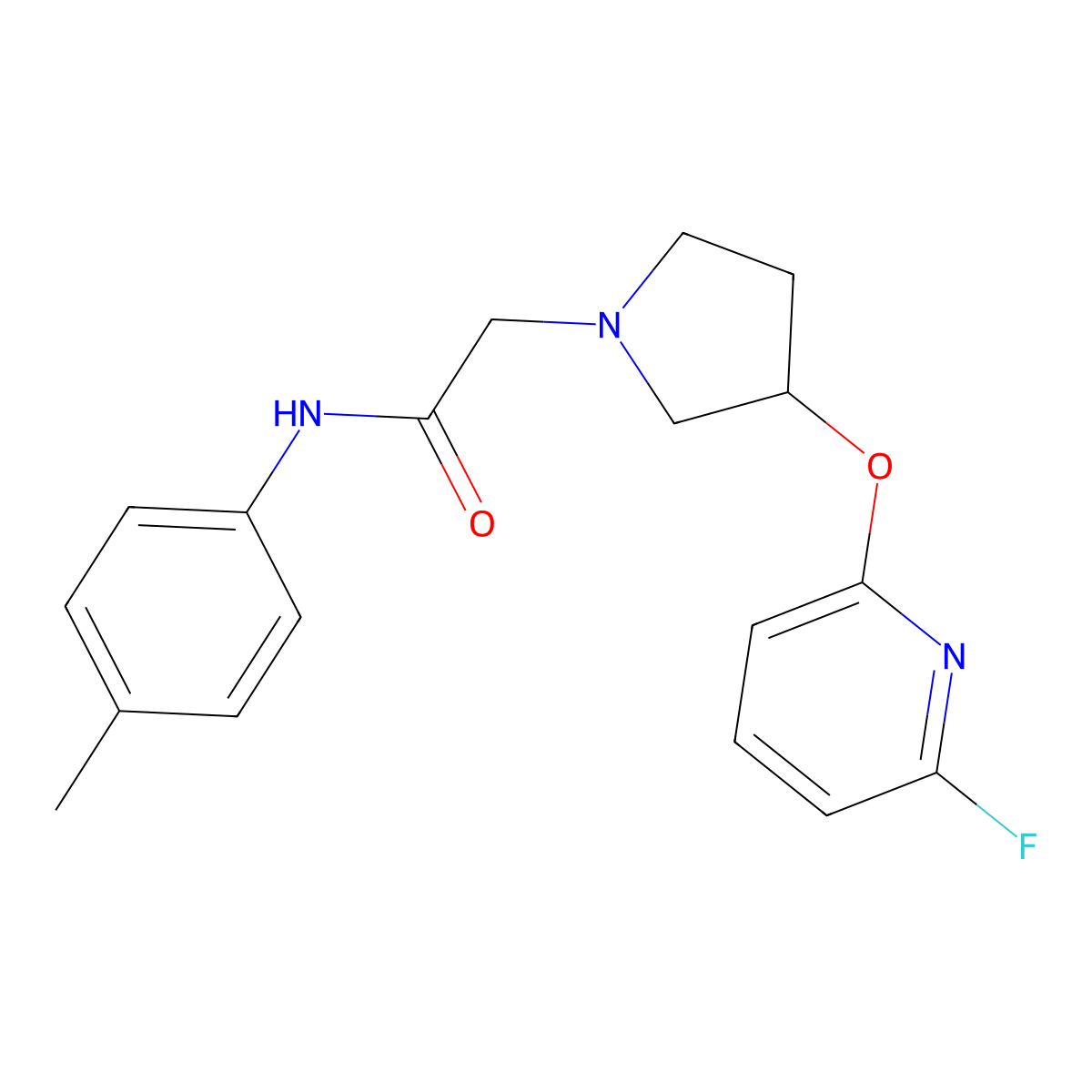 2-[3-(6-fluoropyridin-2-yl)oxypyrrolidin-1-yl]-N-(4-methylphenyl)acetamide molecular structure, CAS 3030760-82-5