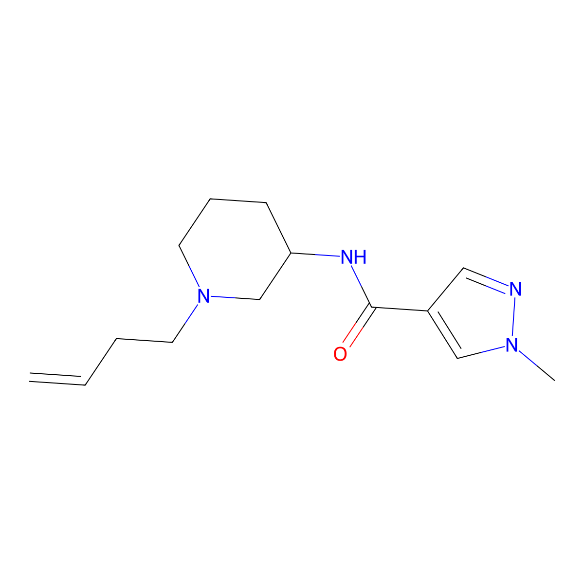 N-[1-(but-3-en-1-yl)piperidin-3-yl]-1-methyl-1H-pyrazole-4-carboxamide molecular structure, CAS 3030761-84-0