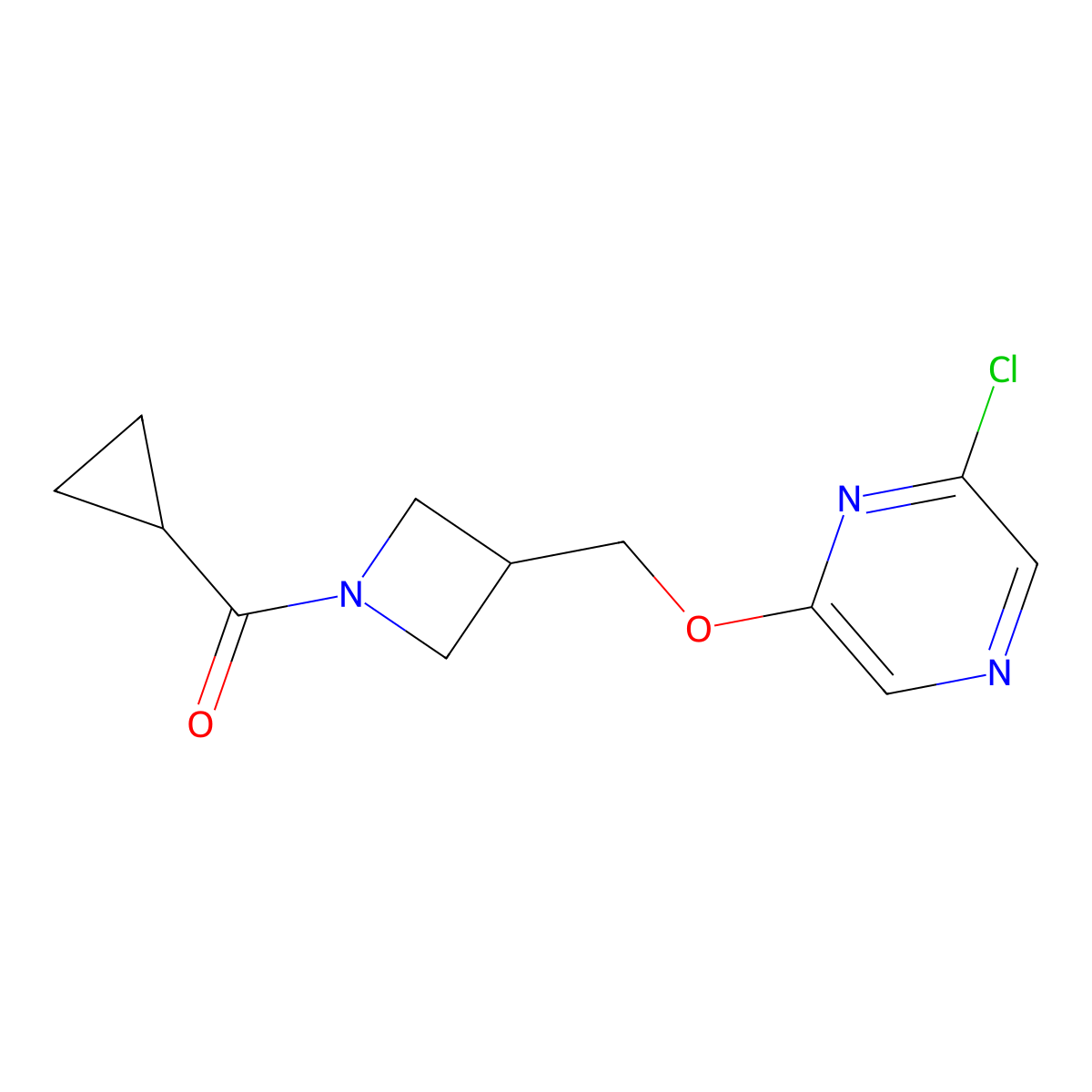2-Chloro-6-[(1-cyclopropanecarbonylazetidin-3-yl)methoxy]pyrazine molecular structure, CAS 3030762-84-3