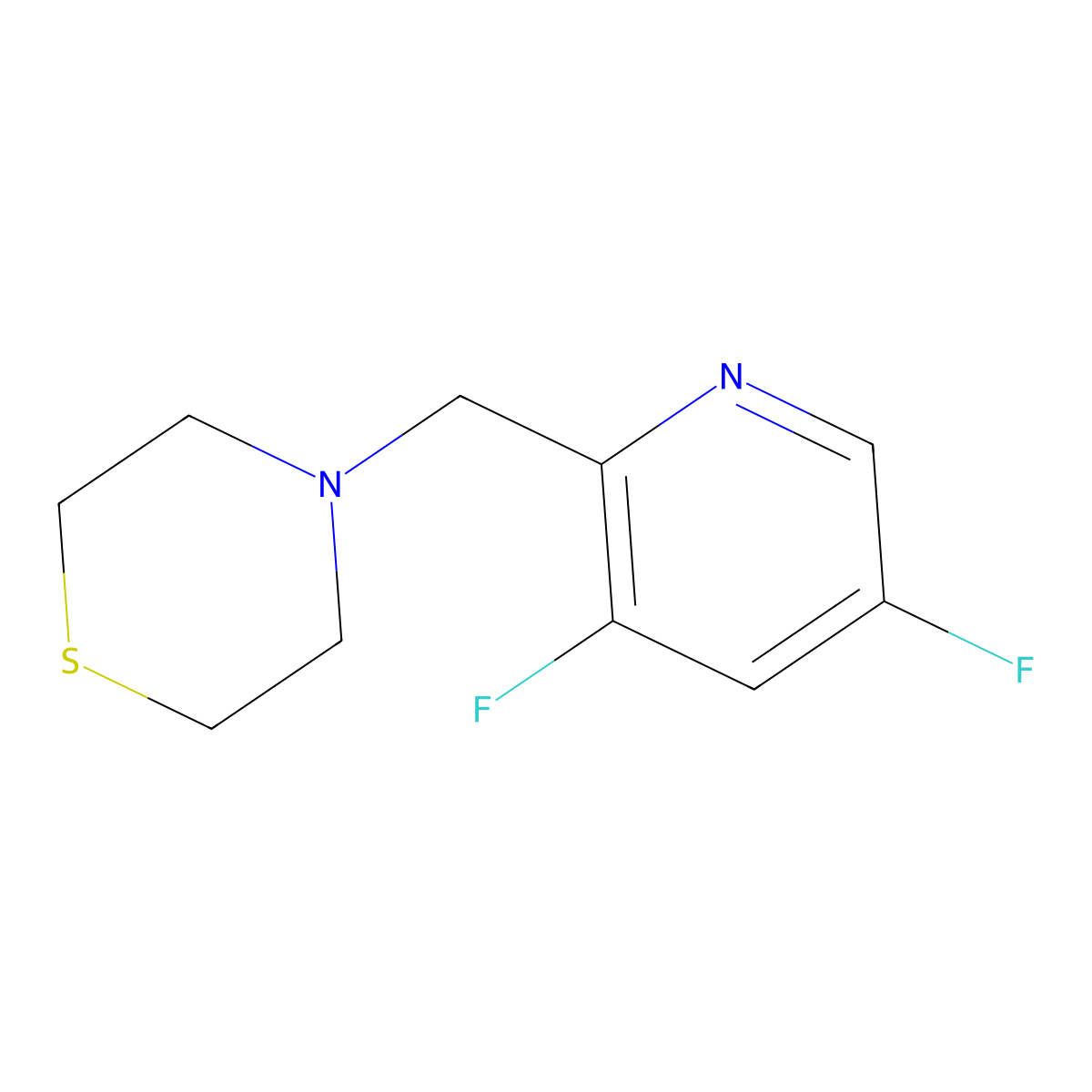 4-[(3,5-Difluoro5-pyridinyl)methyl]thiomorpholine molecular structure, CAS 3030762-91-2