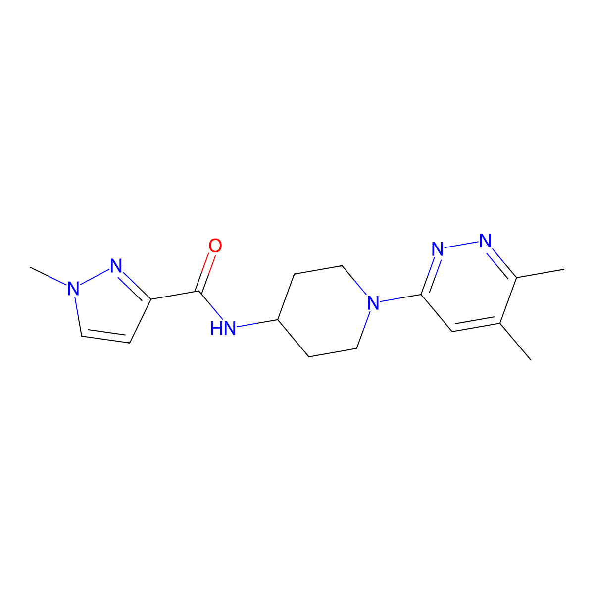 N-[1-(5,6-dimethylpyridazin-3-yl)piperidin-4-yl]-1-methyl-1H-pyrazole-3-carboxamide molecular structure, CAS 3030763-07-3