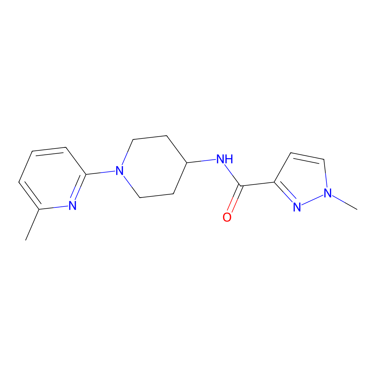 1-methyl-N-[1-(6-methylpyridin-2-yl)piperidin-4-yl]-1H-pyrazole-3-carboxamide molecular structure, CAS 3030763-18-6
